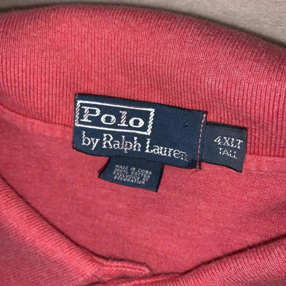 Polo Ralph Lauren Shirt Mens Size 4XLT Pink Blue Pony Logo Big‎ Sizes Polo Adult